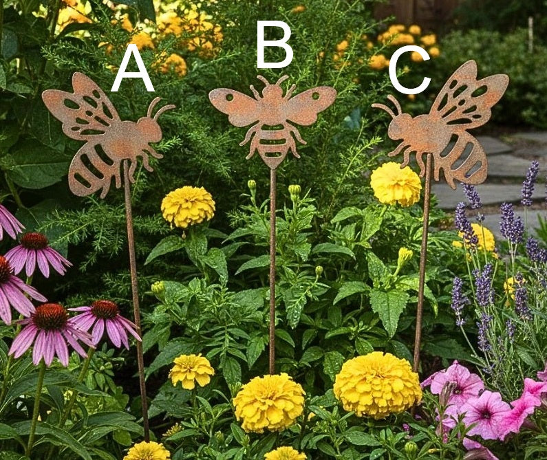 Bee Garden Stake - Rustic