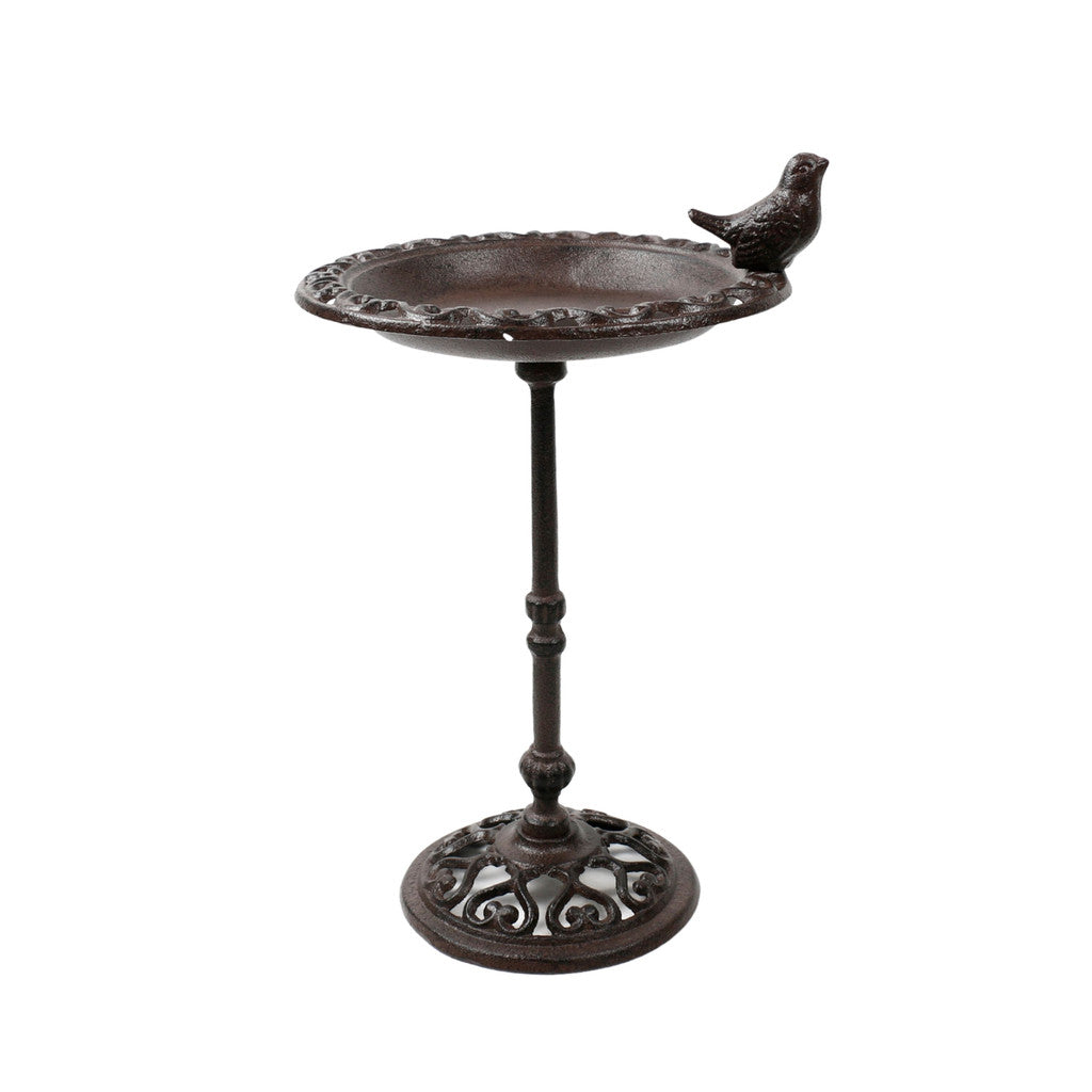 Bird Bath with Sitting Bird - Cast-Iron