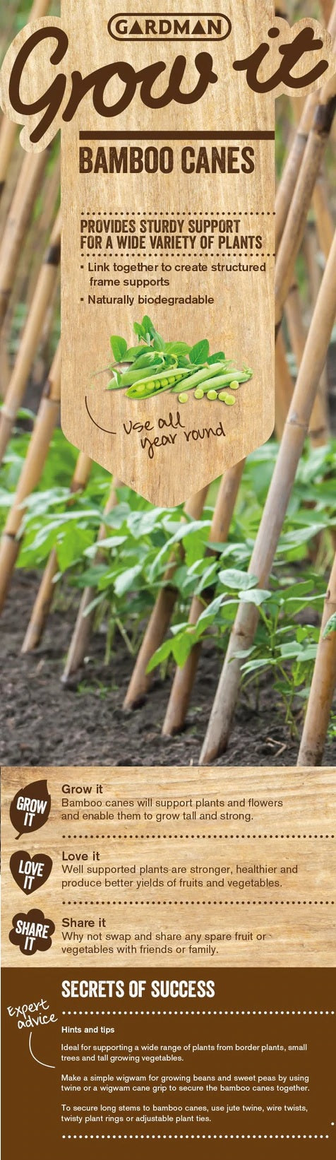 Gardman Grow It Bamboo Canes 20-Pack