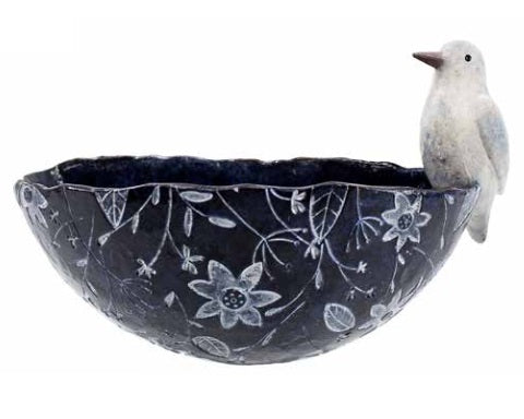 Wall Pot White Patterned With Bird