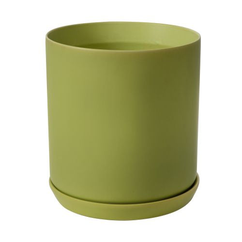 Cylinder Pot with Saucer - Peridot