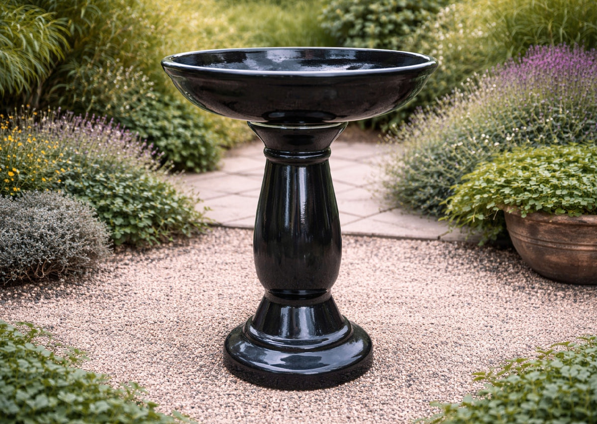 Bird Bath - Ceramic Shiny Black