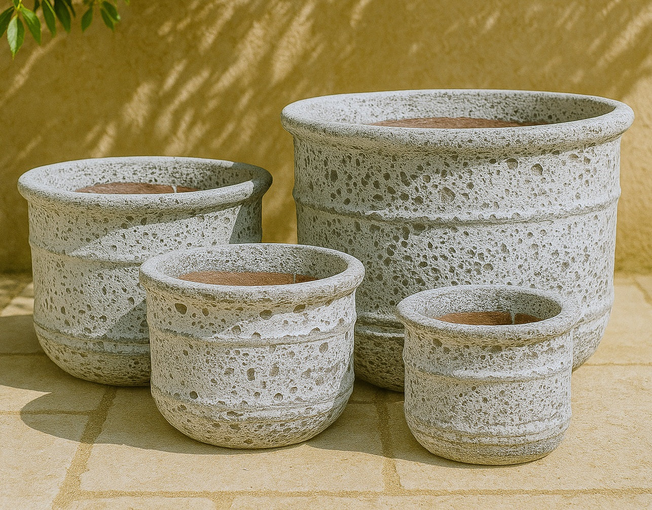 Ceramic 2 Ring Pot - Bubble White Atlantis