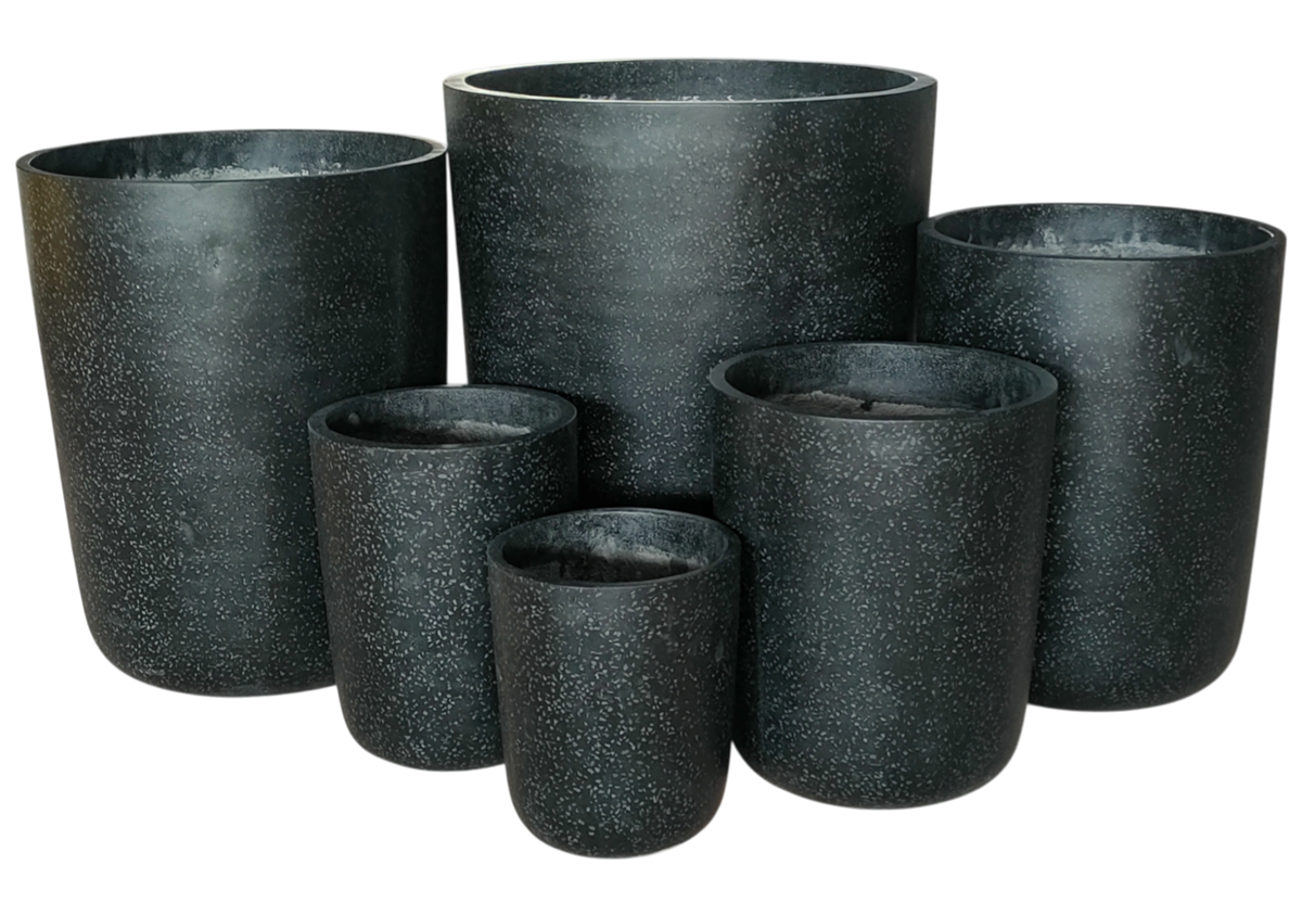 Long John Fibrecrete Pot - Terrazzo Black