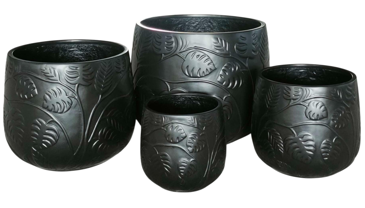 Bunge Monstera Fibreglass Pot - Black
