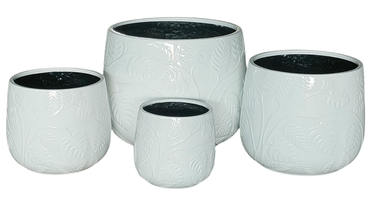 Bunge Monstera Fibreglass Pot - White