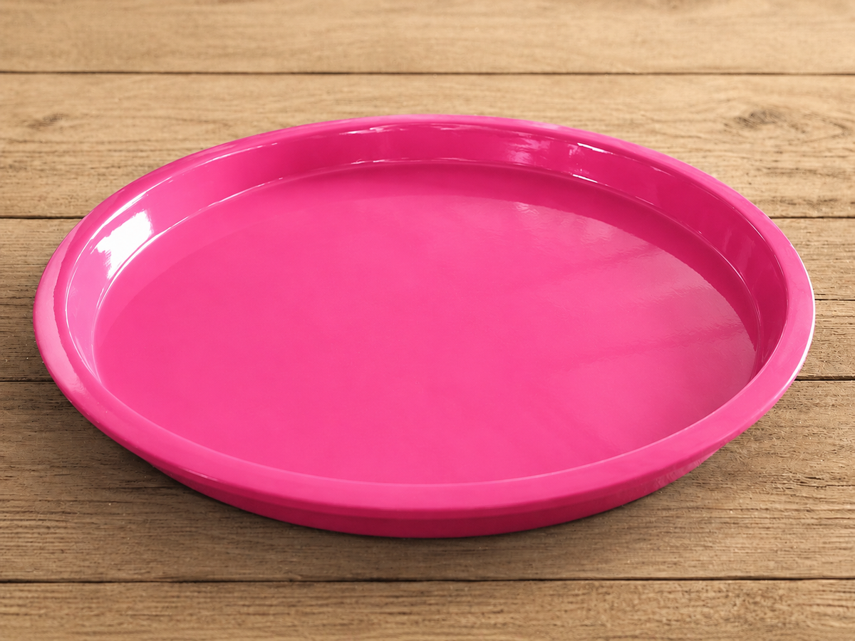 Round Rim Fibreglass Saucer - Gloss Pink