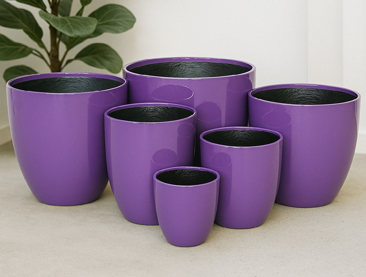 Egg Fibreglass Pot - Gloss Purple