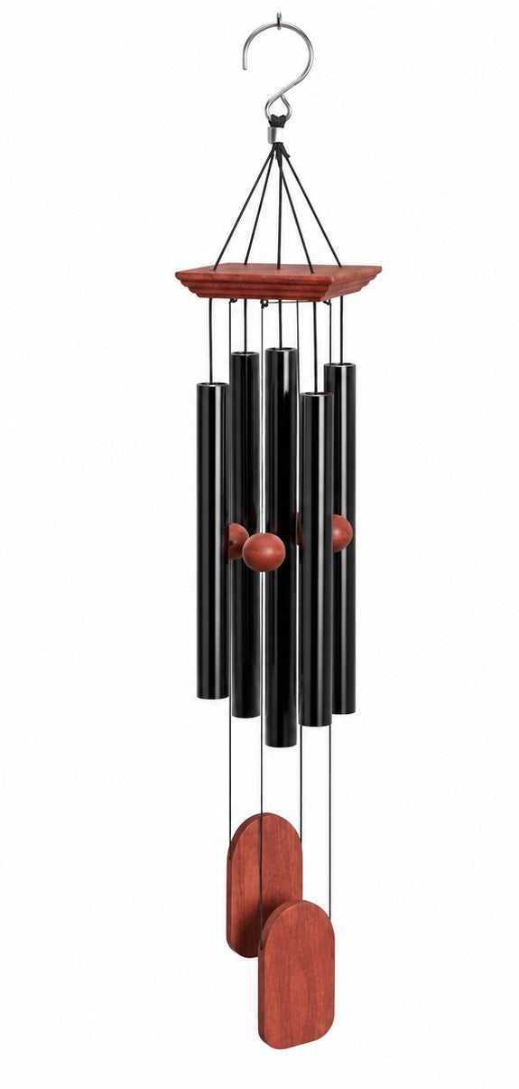 Wind Chime Double Donger - Black - 5-Tubes Tuned Metal
