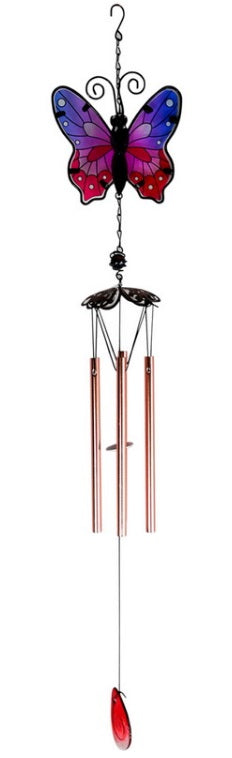 Wind Chime Mosaic Glass Metal Butterfly