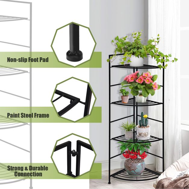 Plant Stand - 4-Tier Folding Corner Plant Tower