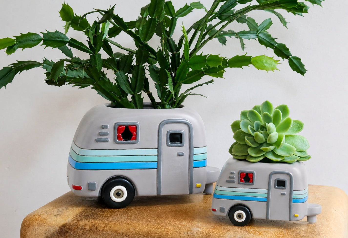 Allen Designs Planter - Happy Camper - Grey & Blue