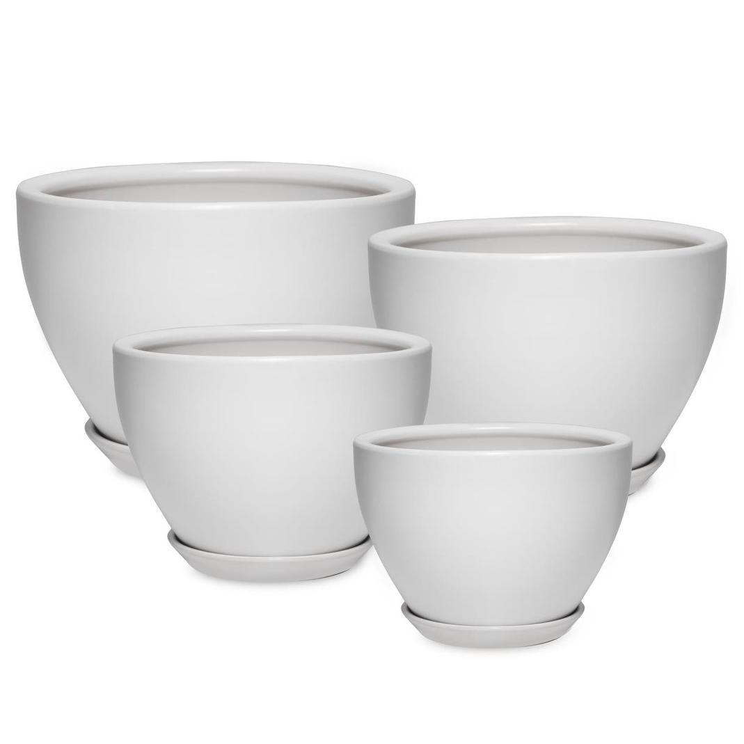 Millie Bowl Pot with Saucer - White