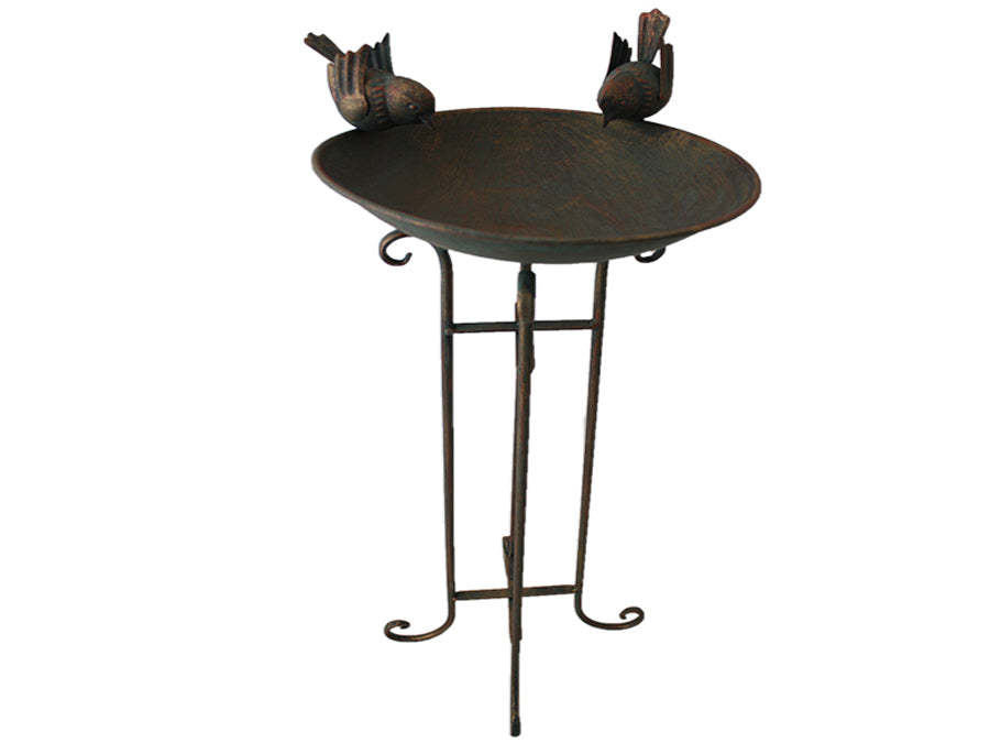 Birdbath Metal with Two Birds