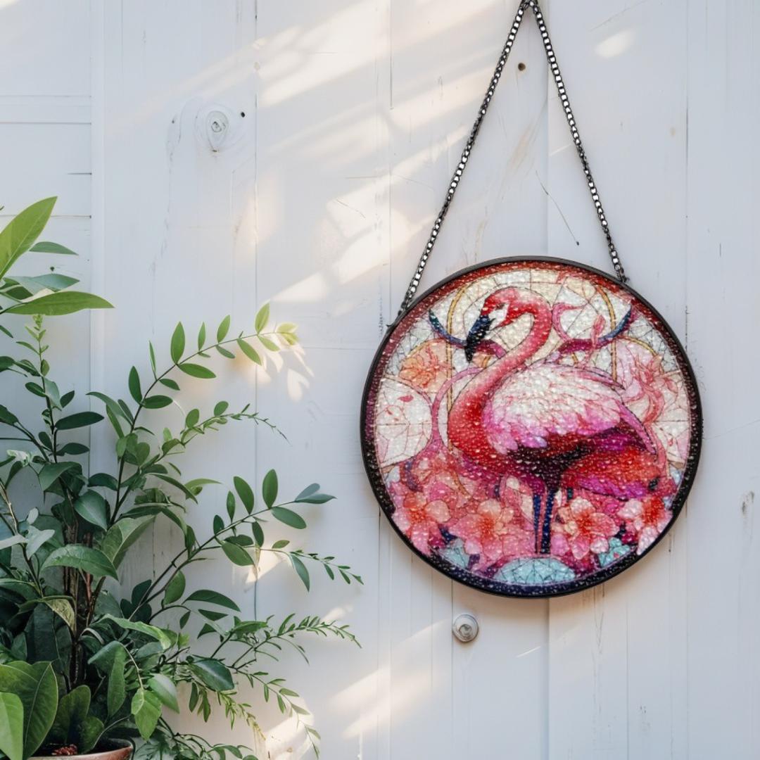 Stained Glass Suncatcher - Flamingo