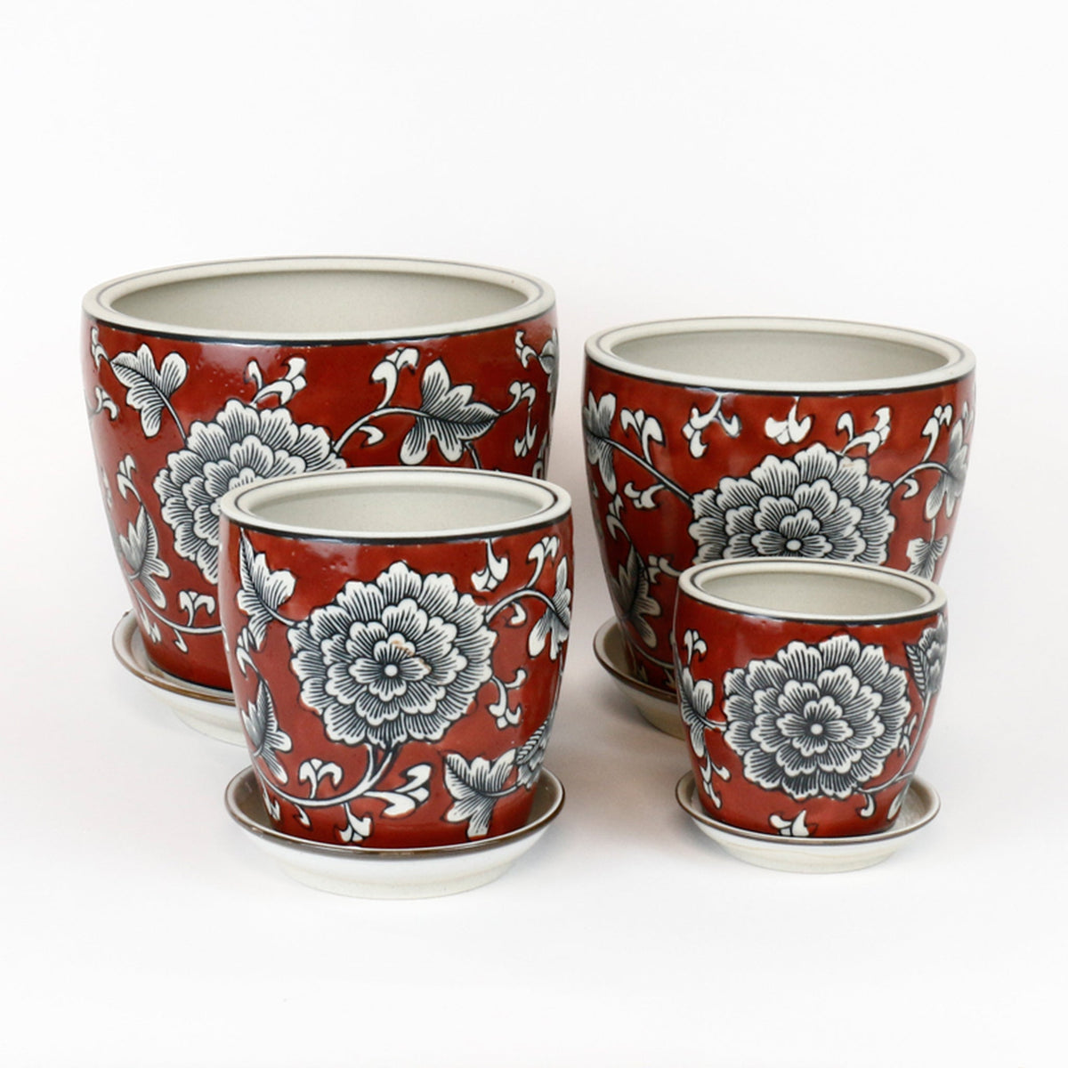 Red Planter With Saucer