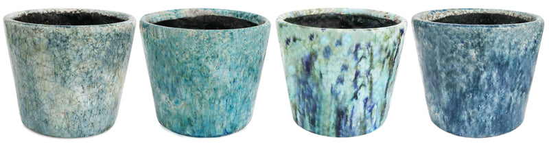 Vintage Blue Glaze Planter