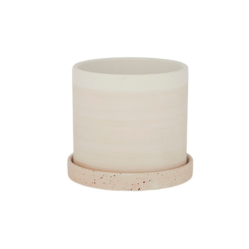 Leora Ceramic Pot With Saucer White