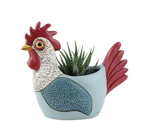 Rooster Planter - Light Blue