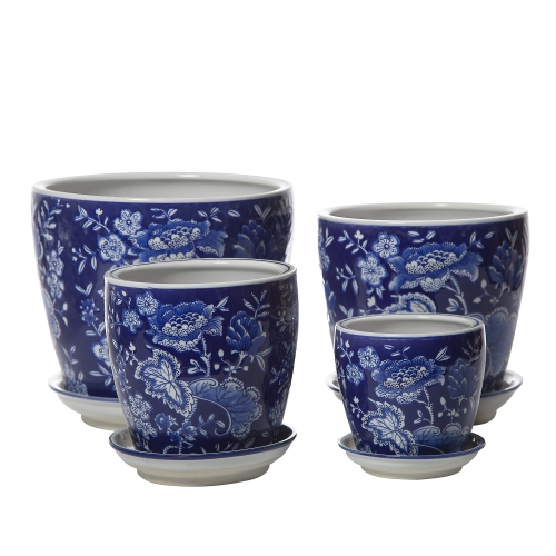 ROUND POT WITH SAUCER PASSIFLORA