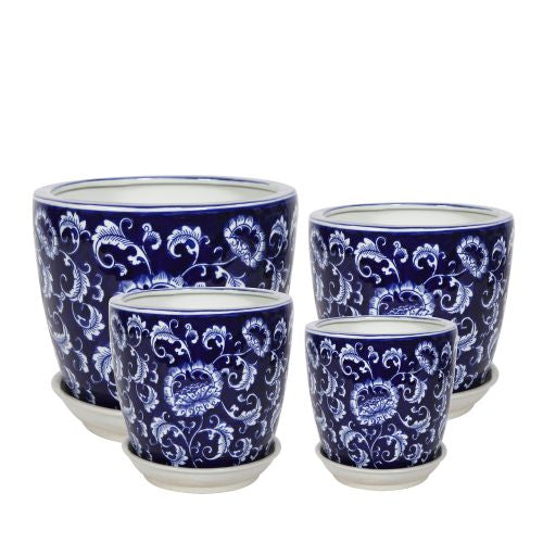 Round Pot with Saucer - Tapestry