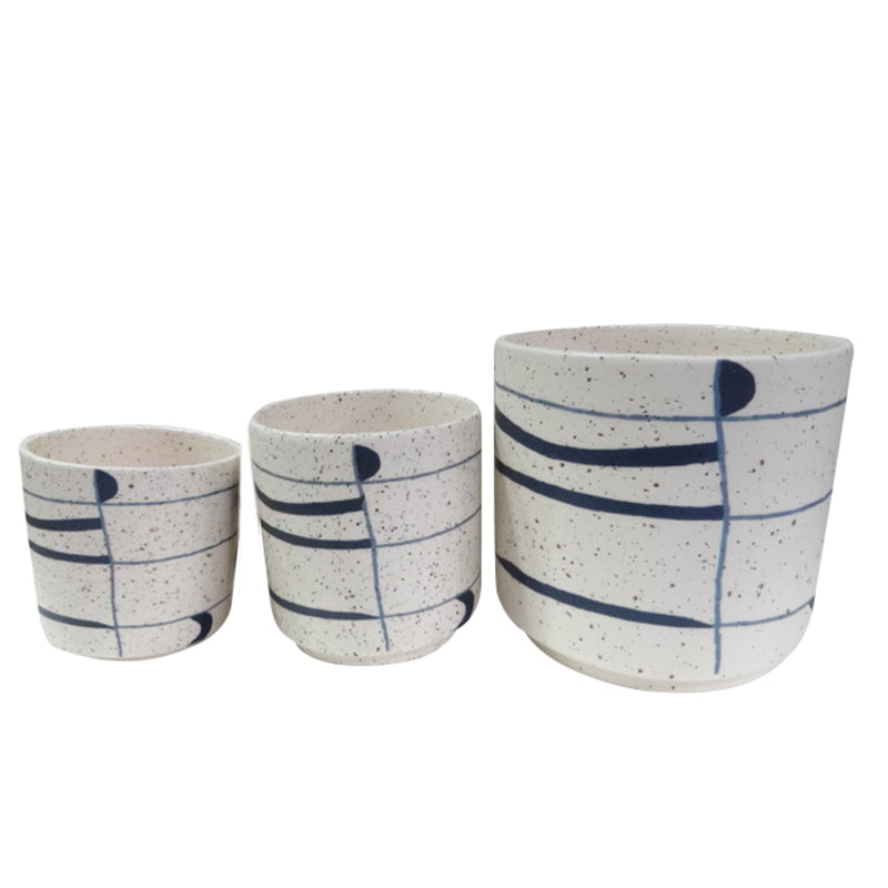Kiki Ceramic Pot Navy White
