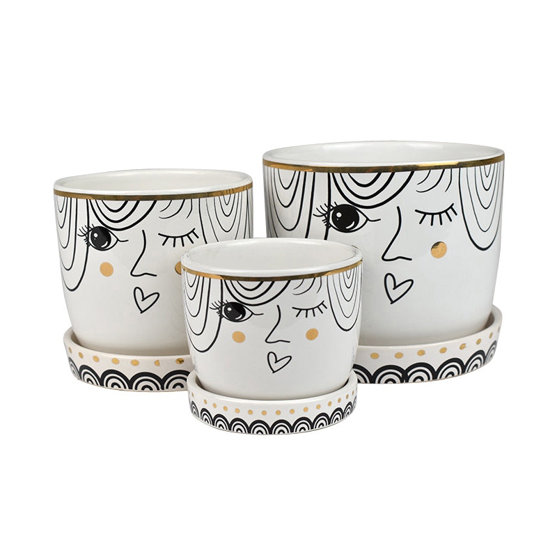 Dharma Ceramic Pot With Saucer