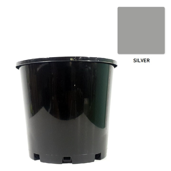 Plastic Pot Slimline Silver
