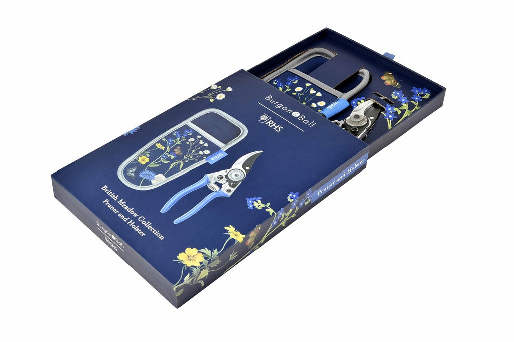 British Meadow Pocket Pruner And Holster Blue