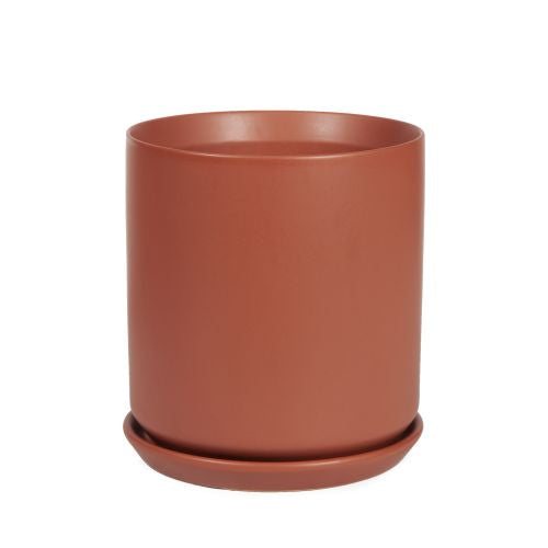 Cylinder Pot With Saucer Desert Red