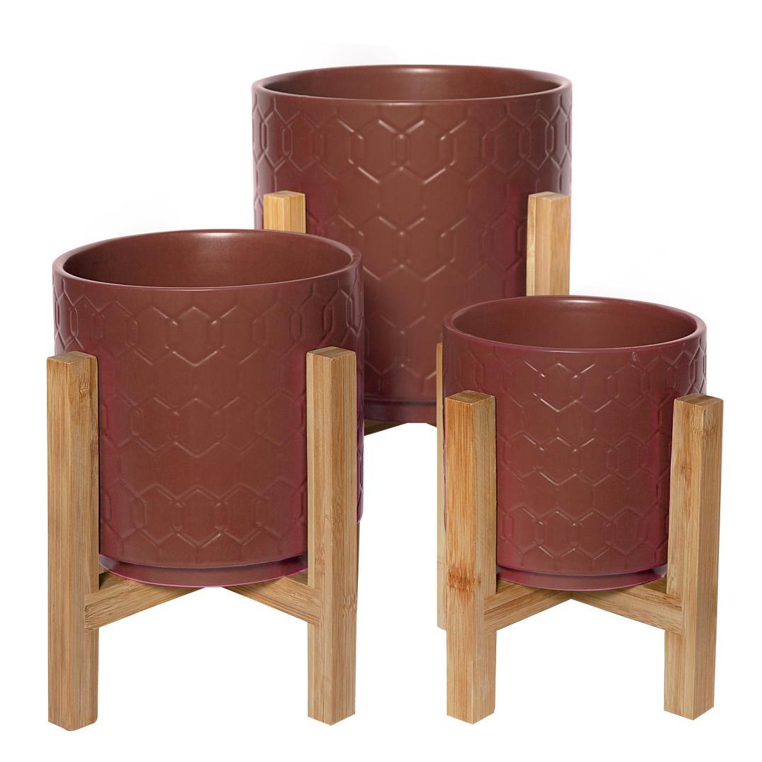 Arina Pot with Stand - Dark Red