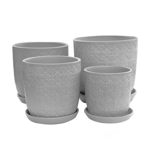 Kita Pot with Saucer - Matt Grey