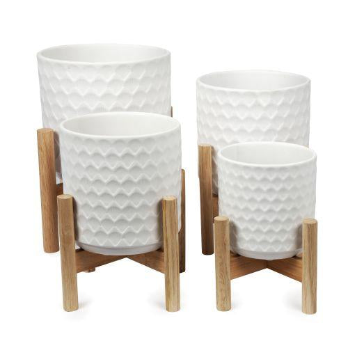 Shell Pot with Stand - White