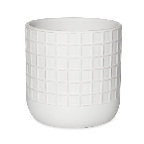 Square Carnival Cover Pot - White