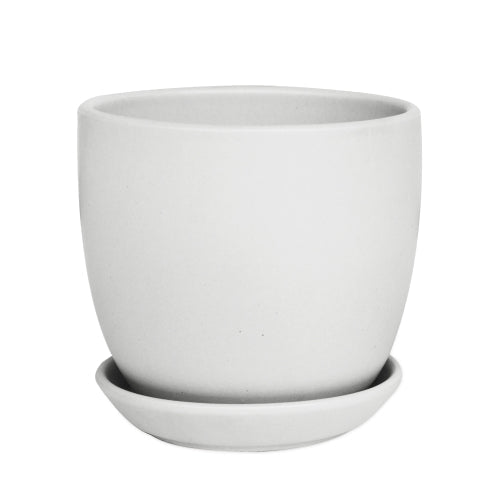 Tulip Pot with Saucer - Matt White