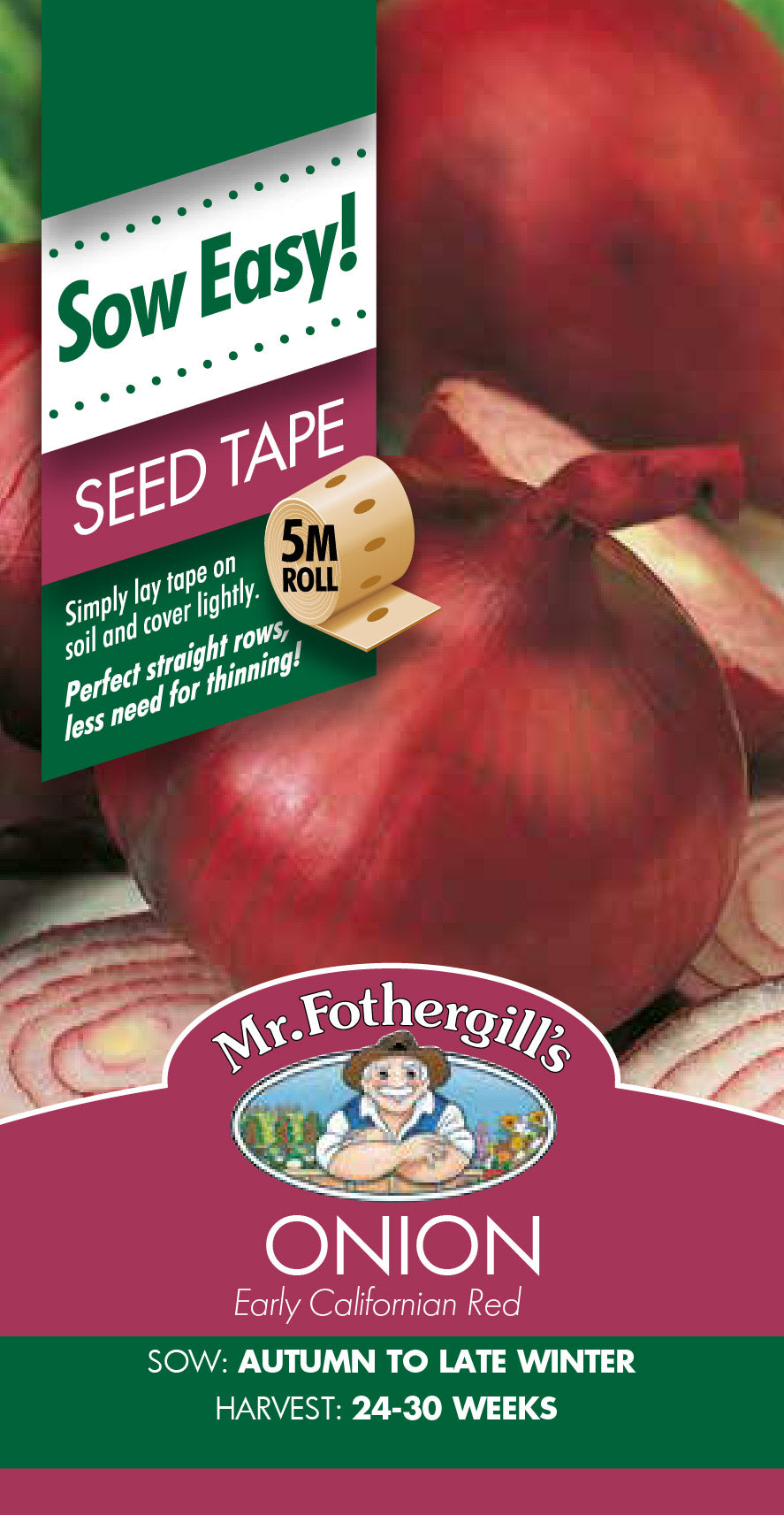 Seeds D Onion Early Californian Red Seed Tape