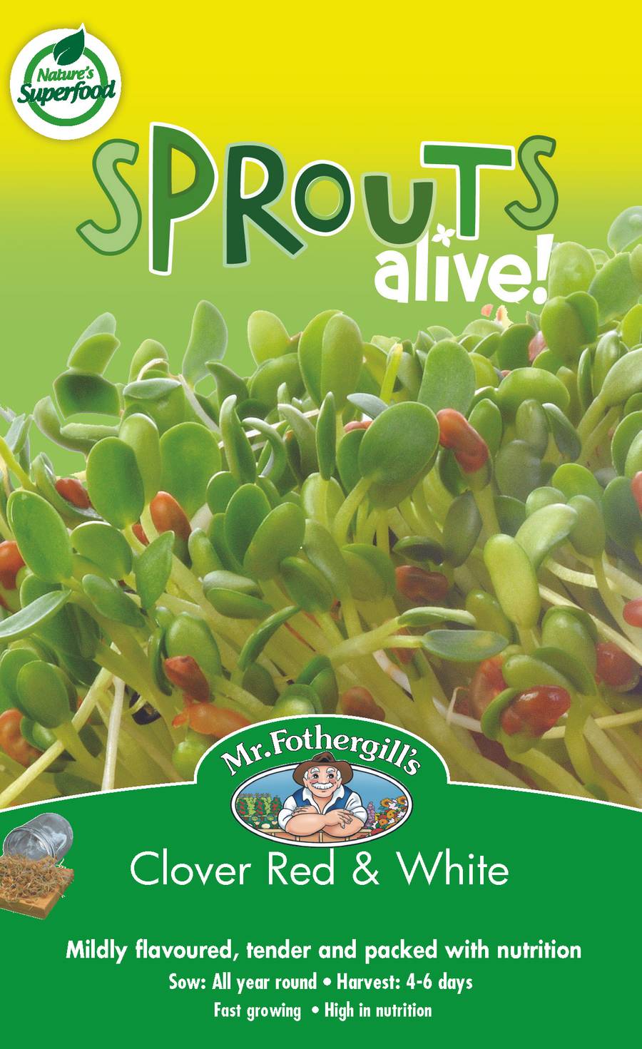 Seeds D Sprouts Alive Clover Red And White