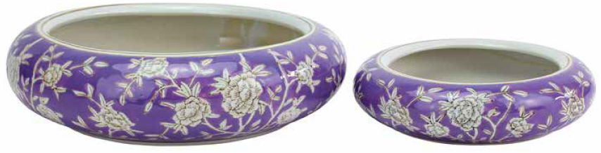 Planter Bowl With Saucer Lilac And Rose