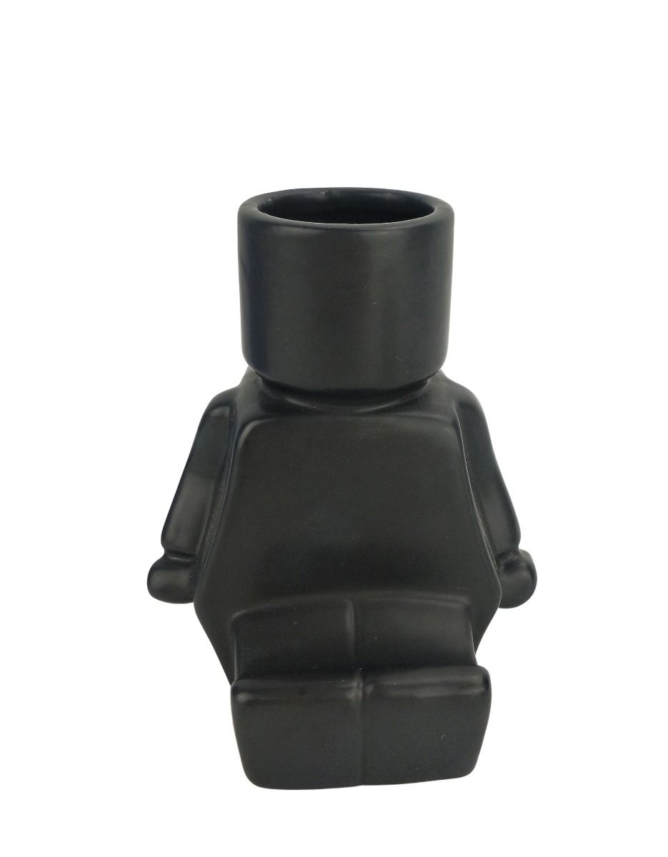 Block Man Sitting Planter Black