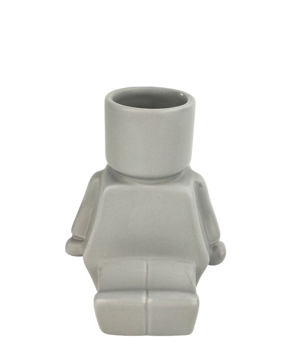 Block Man Sitting Planter Grey