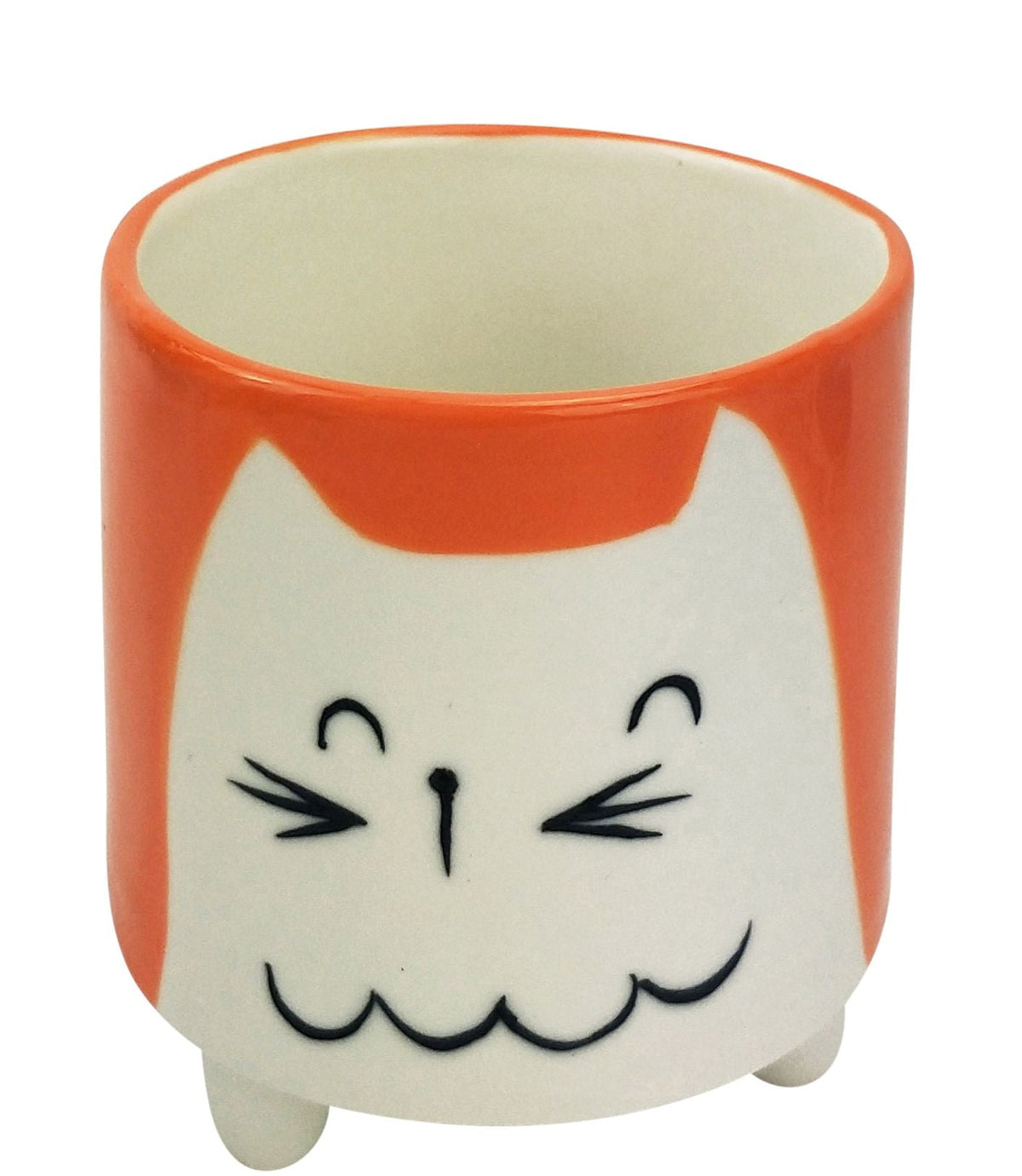 Quirky Cat Planter With Legs Orange