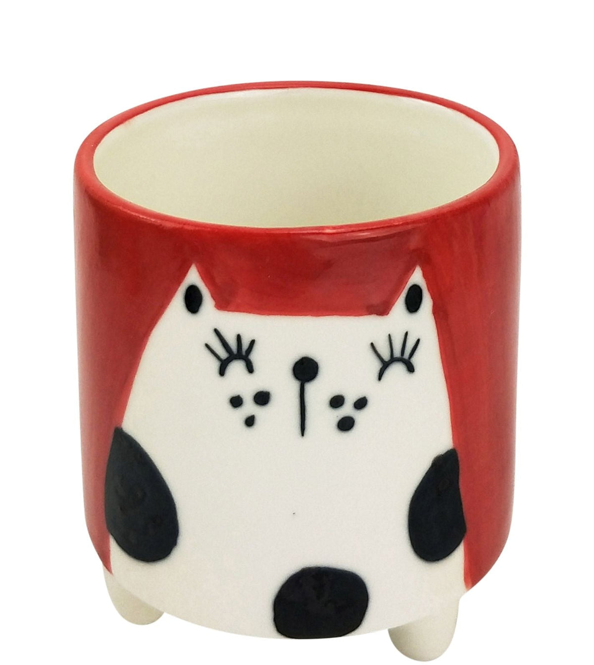 Quirky Cat Planter With Legs Red