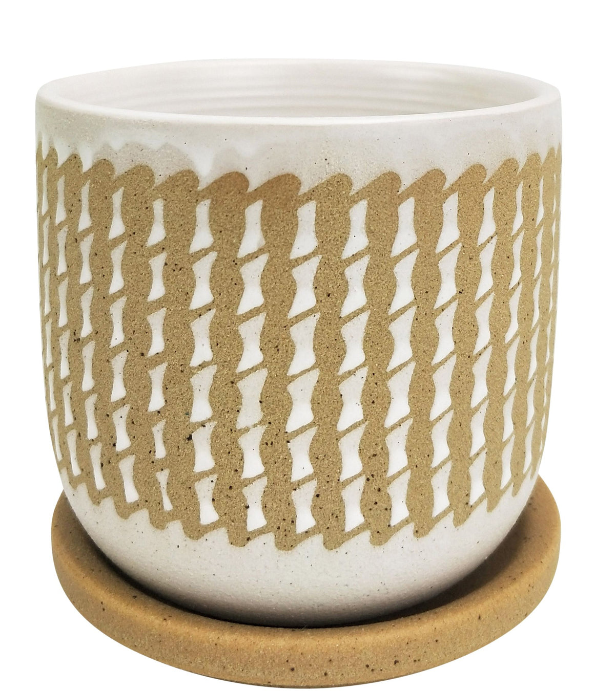 River Knit Planter With Saucer White