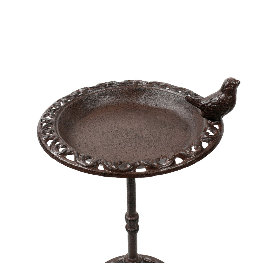 Bird Bath with Sitting Bird - Cast-Iron