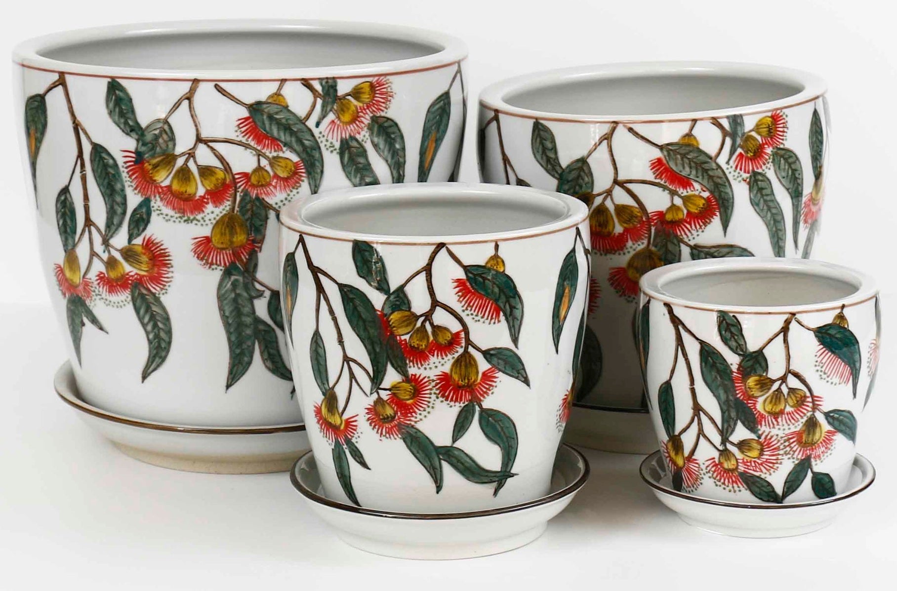 Hand Painted Planter with Saucer - Silver Princess