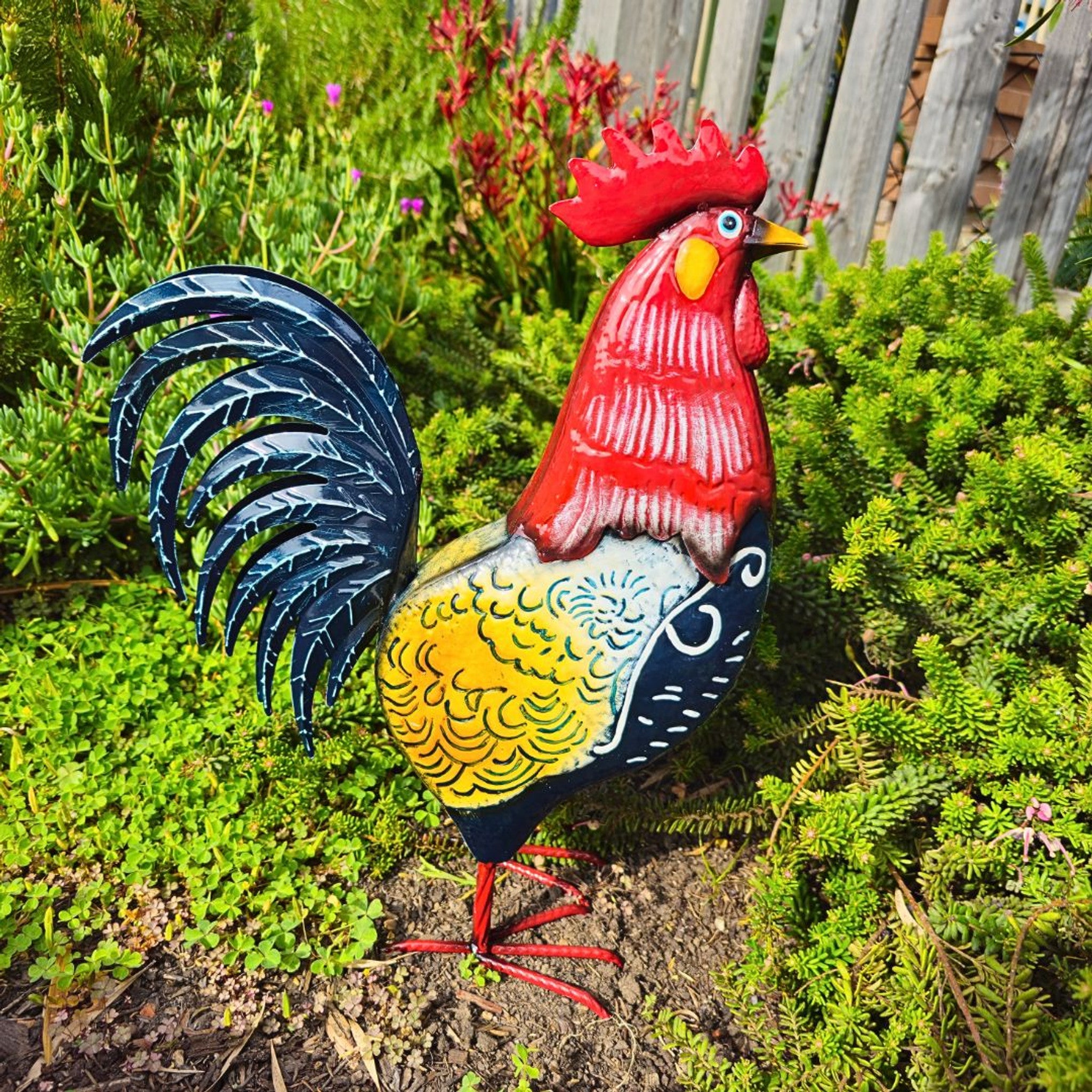 Metal Rooster - Hand-Painted