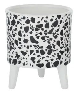 Mottle Ceramic Pot Black White