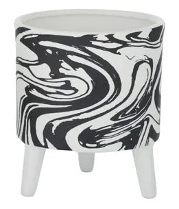 Mottle Ceramic Pot Black White