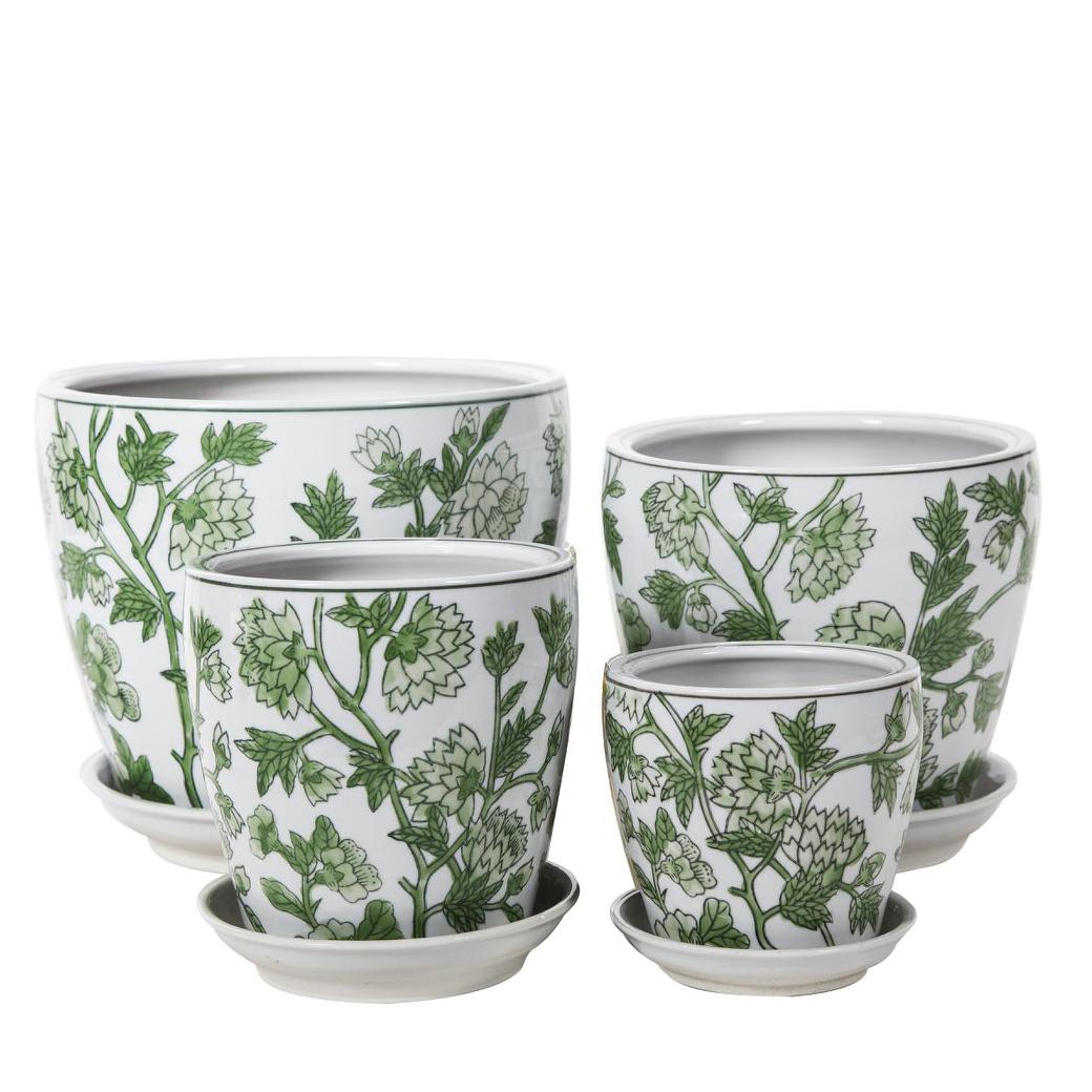 Round Pot with Saucer - Lace