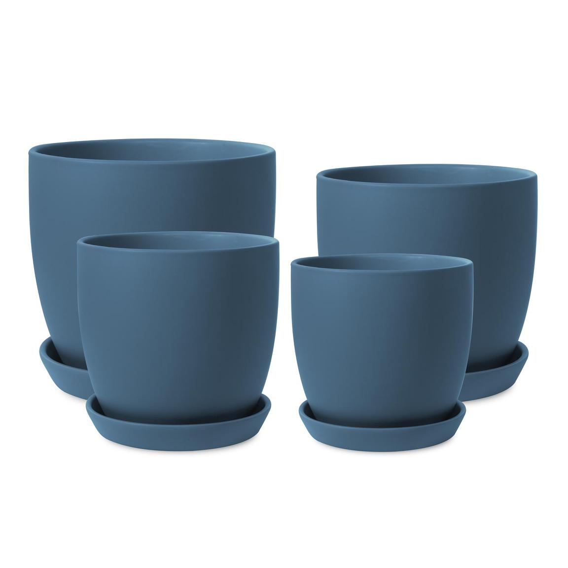 Tulip Pot with Saucer - Blueberry